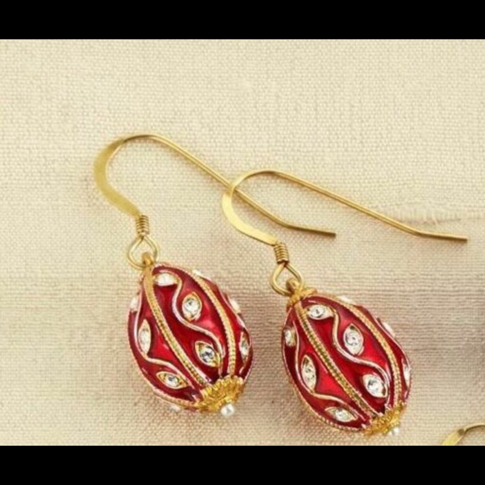 🌹Faberge Egg Earrings 🌹Red